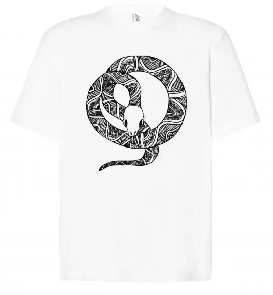 Футболка Оверсайз Змія круг Білий фото