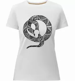 Женская премиум футболка Неоновий змій Белый фото