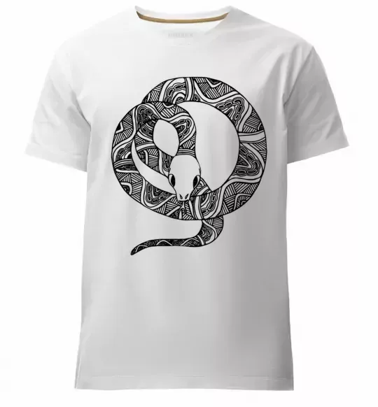Чоловіча преміум футболка Змія круг Білий фото