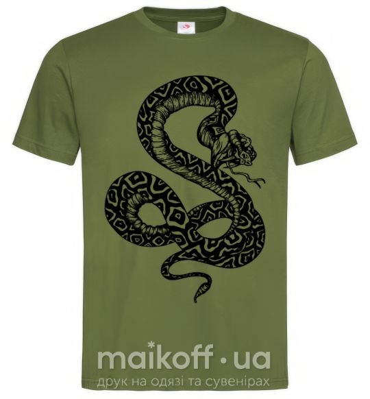 Мужская футболка Гремучая змея Оливковый фото