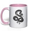 Чашка з кольоровою ручкою Гремучая змея Ніжно рожевий фото