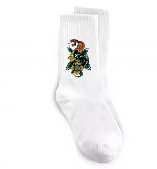 Носки Змія на листках Белый фото