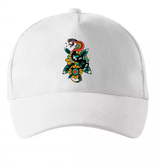 Кепка Змія на листках Білий фото