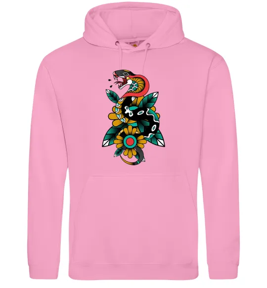 Женская толстовка (худи) Змія на листках Розовый фото