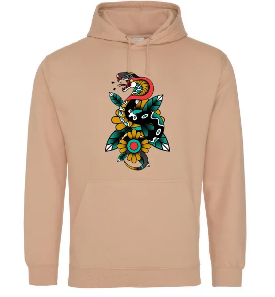 Жіноча толстовка (худі) Змія на листках Пісочний фото