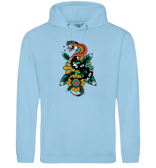 Женская толстовка (худи) Змія на листках Голубой фото