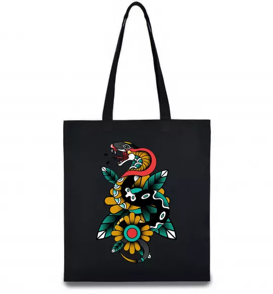 Эко-сумка Змія на листках Черный фото