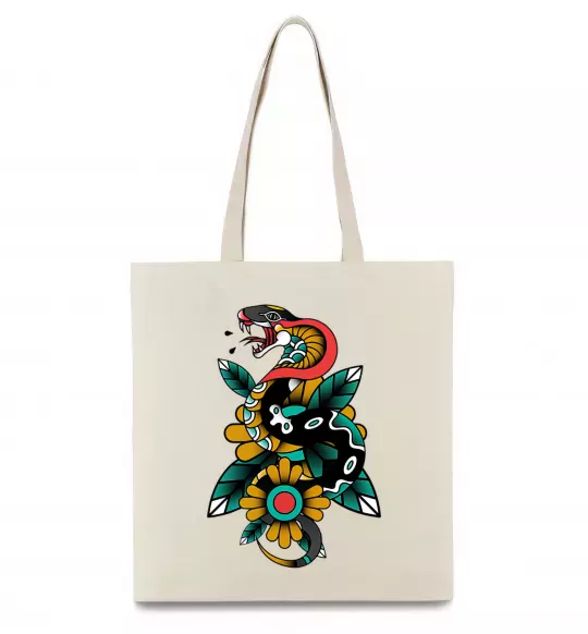 Эко-сумка Змія на листках Бежевый фото