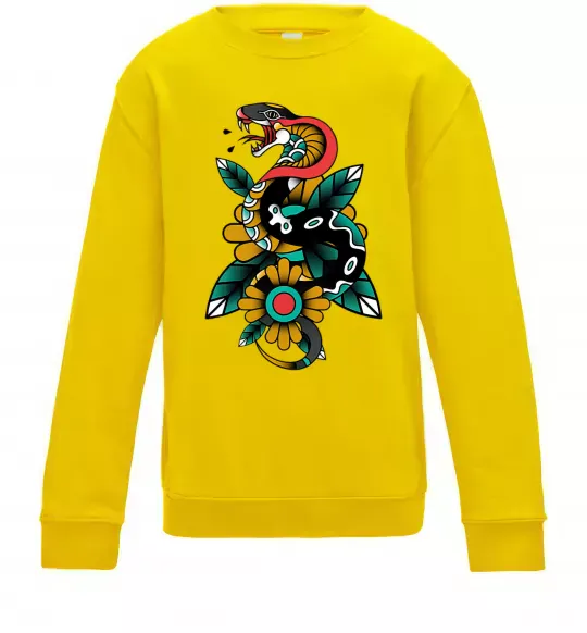 Детский Свитшот Змія на листках Солнечно желтый фото