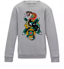 Детский Свитшот Кобра контур тонкий Серый меланж фото