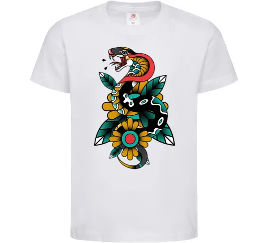 Дитяча футболка Змія на листках Білий фото