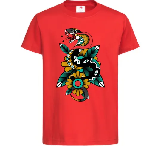 Дитяча футболка Змія на листках Червоний фото