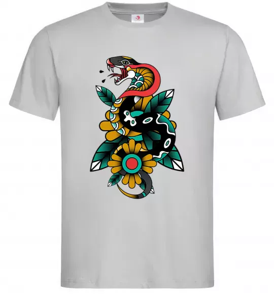 Чоловіча футболка Змія на листках Сірий фото