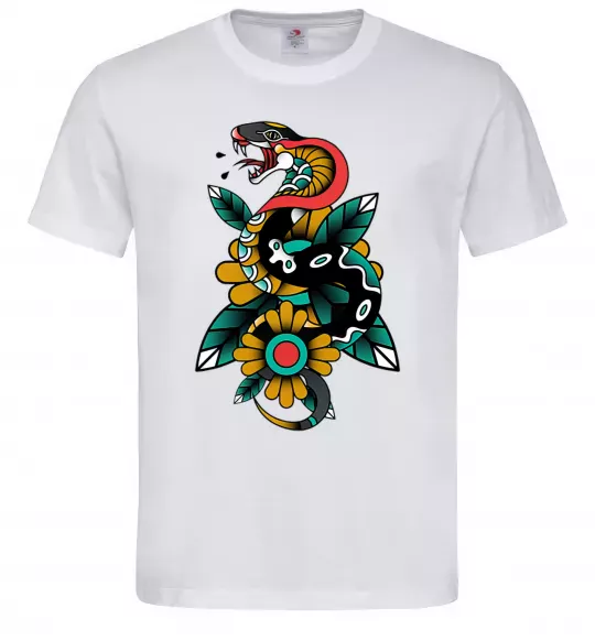 Чоловіча футболка Змія на листках Білий фото