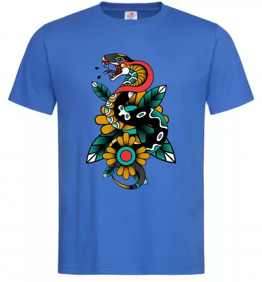 Чоловіча футболка Змія на листках Яскраво-синій фото