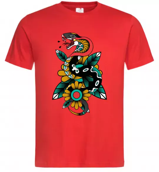 Чоловіча футболка Змія на листках Червоний фото