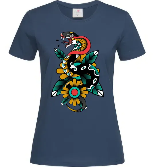 Женская футболка Змія на листках Темно-синий фото