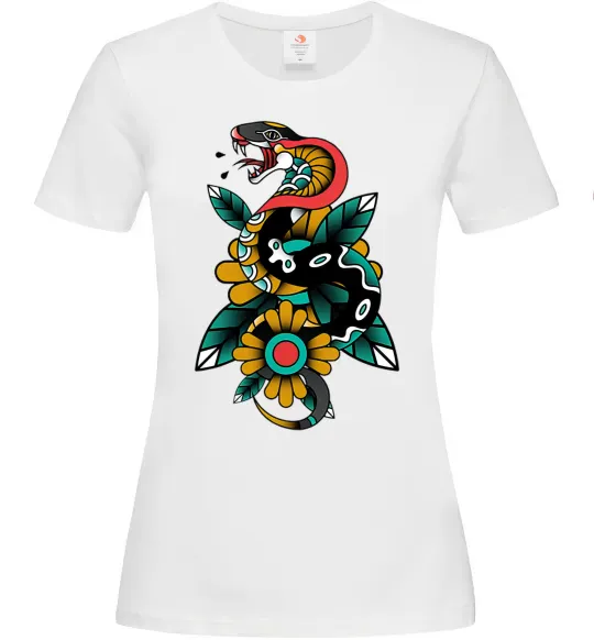 Женская футболка Змія на листках Белый фото