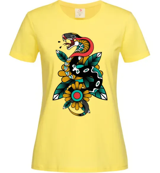 Женская футболка Змія на листках Лимонный фото