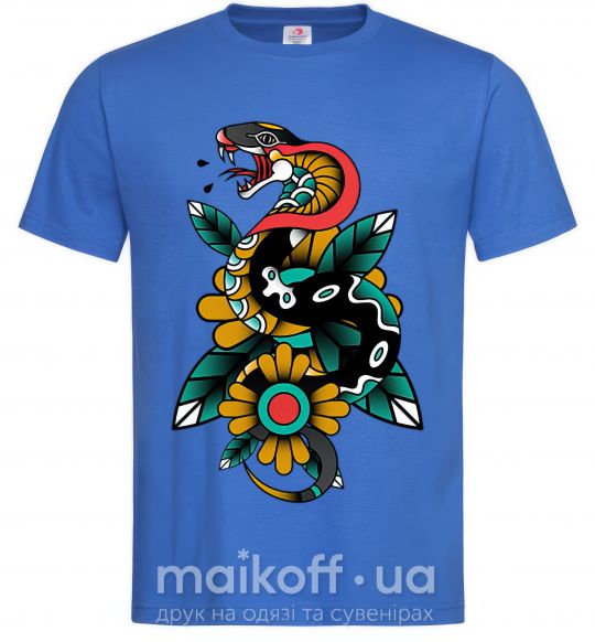 Мужская футболка Змея на листиках Ярко-синий фото