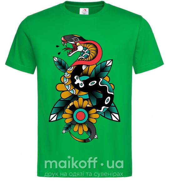 Мужская футболка Змея на листиках Зеленый фото