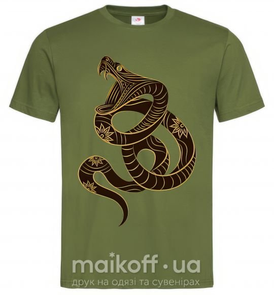 Мужская футболка Коричневый змей Оливковый фото