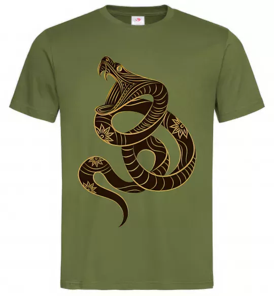 Мужская футболка Коричневий змій Оливковый фото