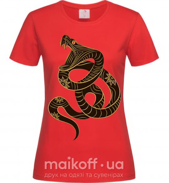 Женская футболка Коричневый змей Красный фото
