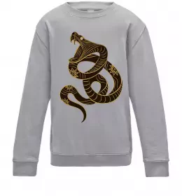 Детский Свитшот Кобра контур тонкий Серый меланж фото