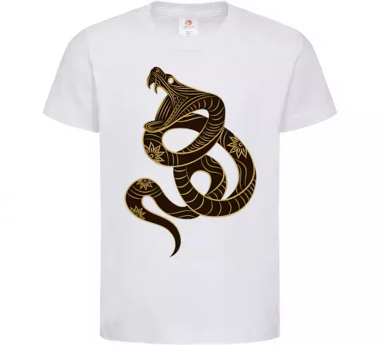 Дитяча футболка Коричневий змій Білий фото
