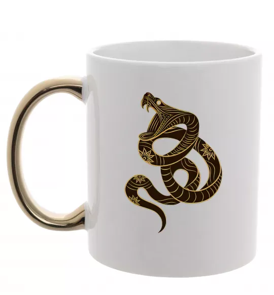 Чашка с цветной ручкой Коричневий змій Золото фото