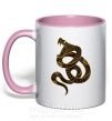 Чашка з кольоровою ручкою Коричневый змей Ніжно рожевий фото