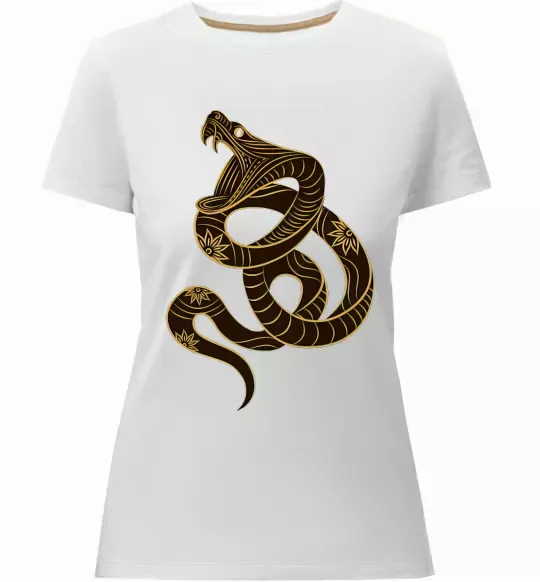 Женская премиум футболка Коричневий змій Белый фото