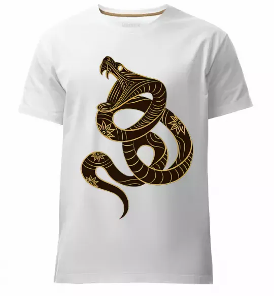 Чоловіча преміум футболка Коричневий змій Білий фото