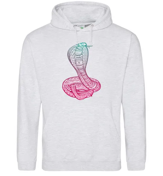 Мужская толстовка (худи) Кобра градієнт Серый меланж фото