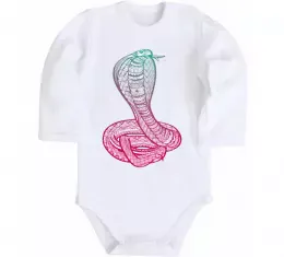 Детский боди Кобра контур тонкий Белый фото