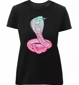 Женская премиум футболка Неоновий змій Белый фото