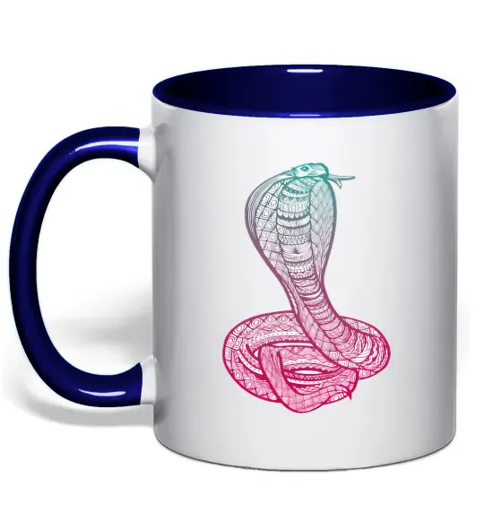 Чашка с цветной ручкой Кобра градієнт Глубокий темно-синий фото