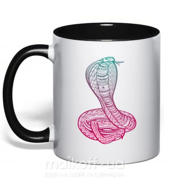 Чашка з кольоровою ручкою Кобра градиент Чорний фото