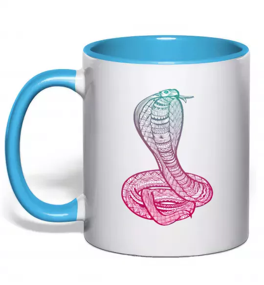 Чашка с цветной ручкой Кобра градієнт Голубой фото