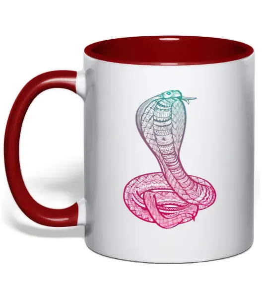 Чашка с цветной ручкой Кобра градієнт Красный фото