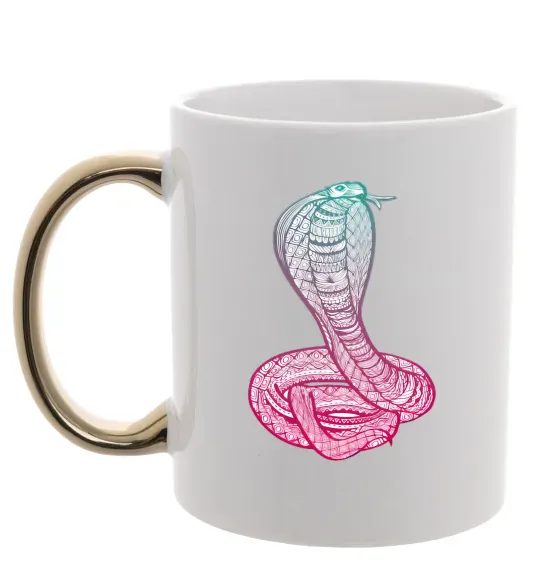 Чашка с цветной ручкой Кобра градієнт Золото фото