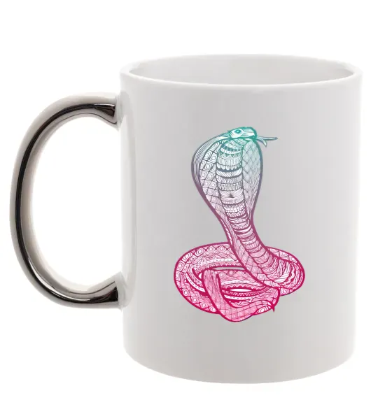 Чашка с цветной ручкой Кобра градієнт Серебро фото