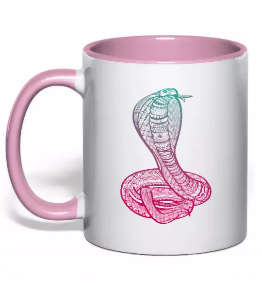 Чашка с цветной ручкой Кобра градієнт Нежно розовый фото