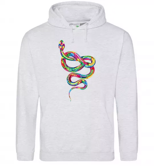 Женская толстовка (худи) Яскрава змія Серый меланж фото