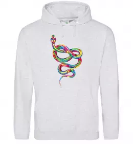 Женская толстовка (худи) Кобра контур тонкий Серый меланж фото