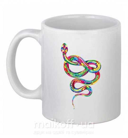 Чашка керамическая Яркая змея Белый фото