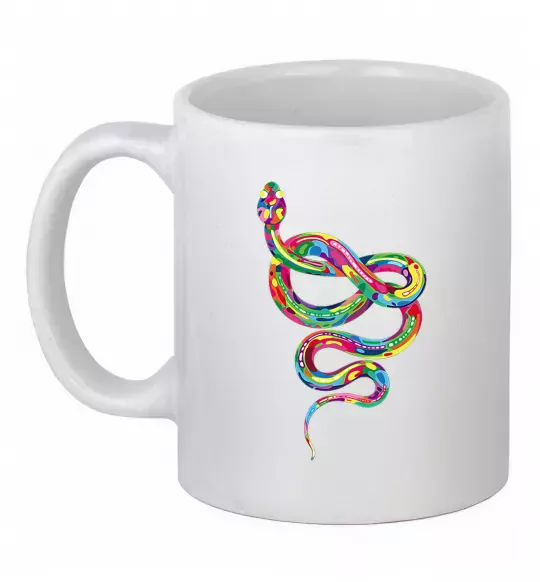 Чашка керамічна Яскрава змія Білий фото
