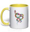 Чашка с цветной ручкой Яркая змея Солнечно желтый фото