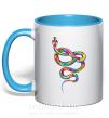 Чашка з кольоровою ручкою Яркая змея Блакитний фото